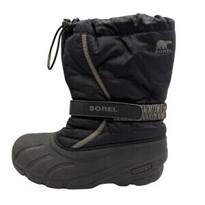 Sorel Snow Boots Mens Size 7 Black Nylon Waterproof Insulated Pull On Winter
